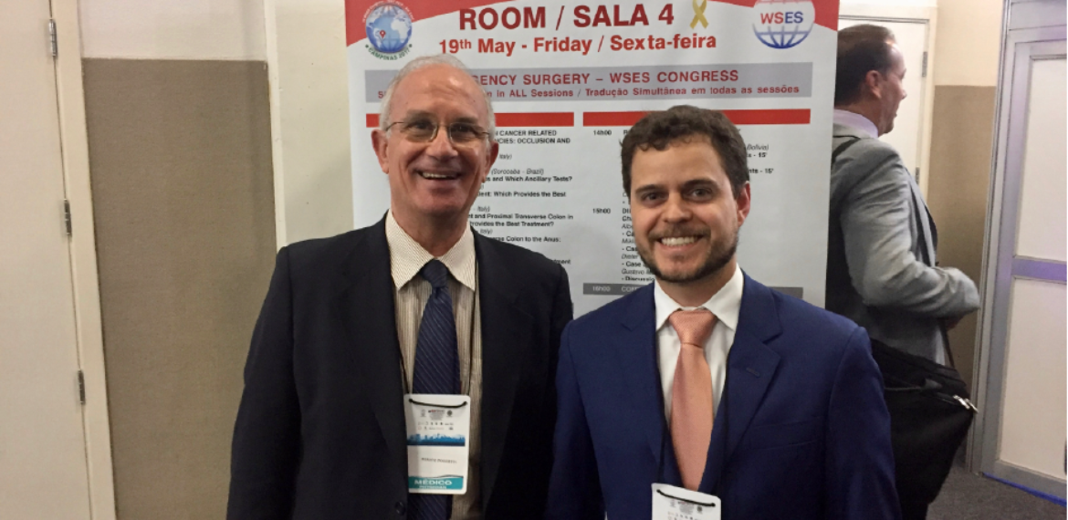 Participação no Congresso da Sociedade Mundial de Cirurgia de Emergência, com meu orientador do Doutorado na FMUSP Prof. Dr. Renato Poggetti (2017)